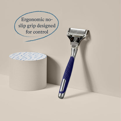 Winston Chrome Razor Handle - (German-Engineered Blades with Lubricating Strip and Precision Trimmer)