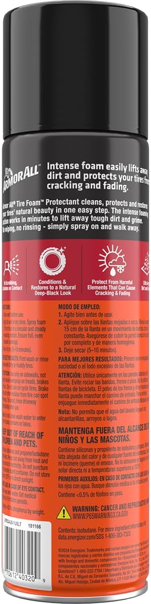 Armor All Bandskuim, Bandskoonmakerbespuiting vir motors, vragmotors, motorfietse (20 Oz)
