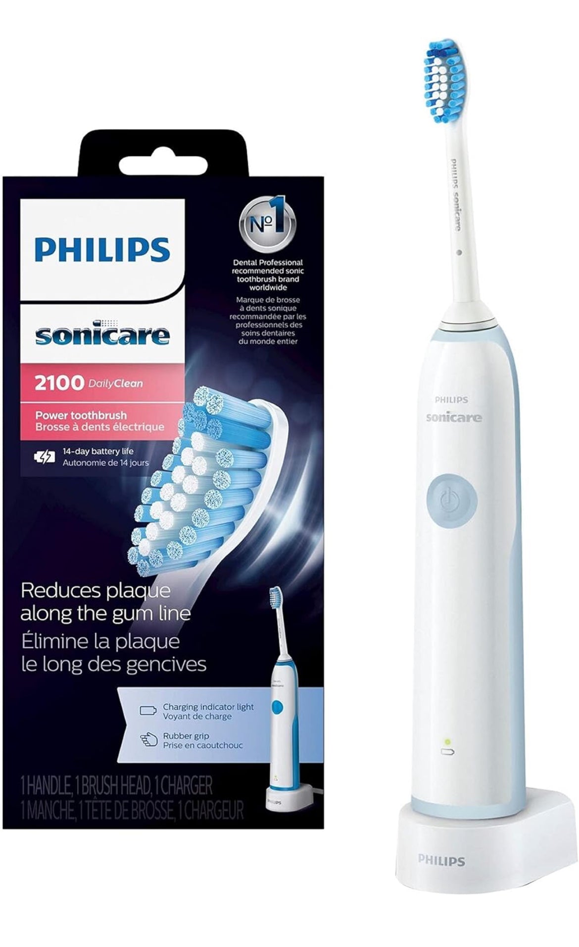 Philips Sonicare DailyClean 2100 Herlaaibare Elektriese Tandeborsel (HX321117) - Mid-Blou 1 ST.