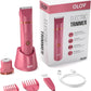 OLOV Electric Body Hair Trimmer - Groin Trimmer for Men - Bikini Trimmer Women - Wet/Dry Shaver Groomer, Replaceable Ceramic Blade Heads, USB Recharge Dock, Waterproof Hygiene Razor, Red