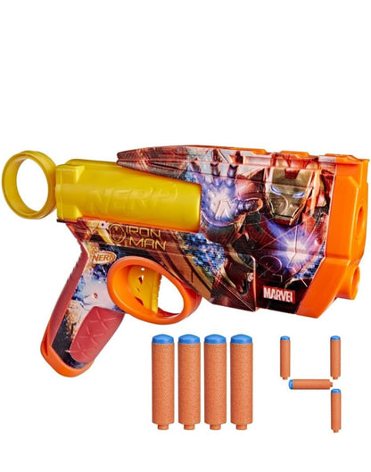 Nerf Marvel Iron Man Dart Blaster | 4 Nerf N1 Foam Darts | Iron Man-Inspired Blaster Skin Designs | Kids Gifts |Outdoor Toys & Games for Ages 8+