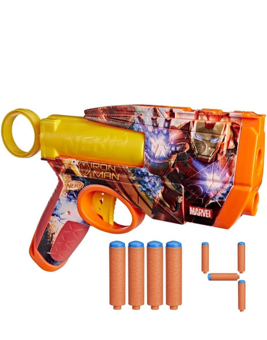 Nerf Marvel Iron Man Dart Blaster, 4 Nerf N1 Foam Darts, Iron Man-Inspired Blaster Skin Designs - Outdoor Toys & Games (Ages 8+)