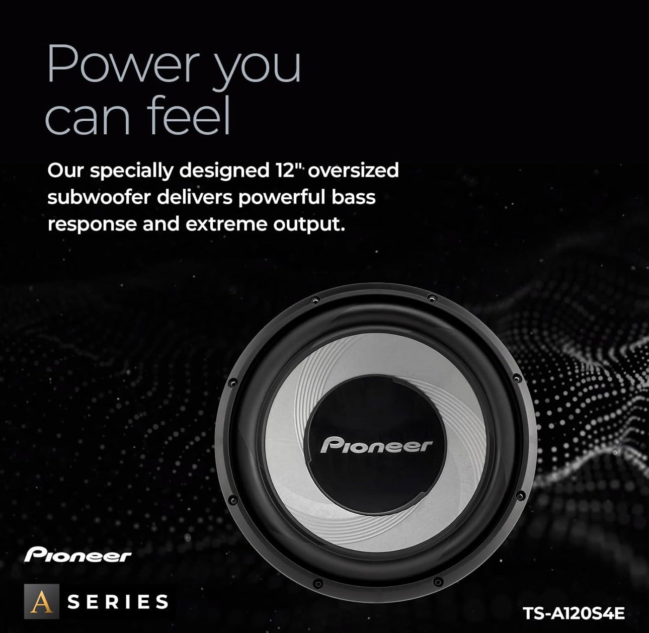 Pioneer TS-A120S4E – Kragtige 12 duim Subwoofer, 1400 Watt Piekvermoë, Enkele 4 Ohm Spreekspoel vir Diep Bas