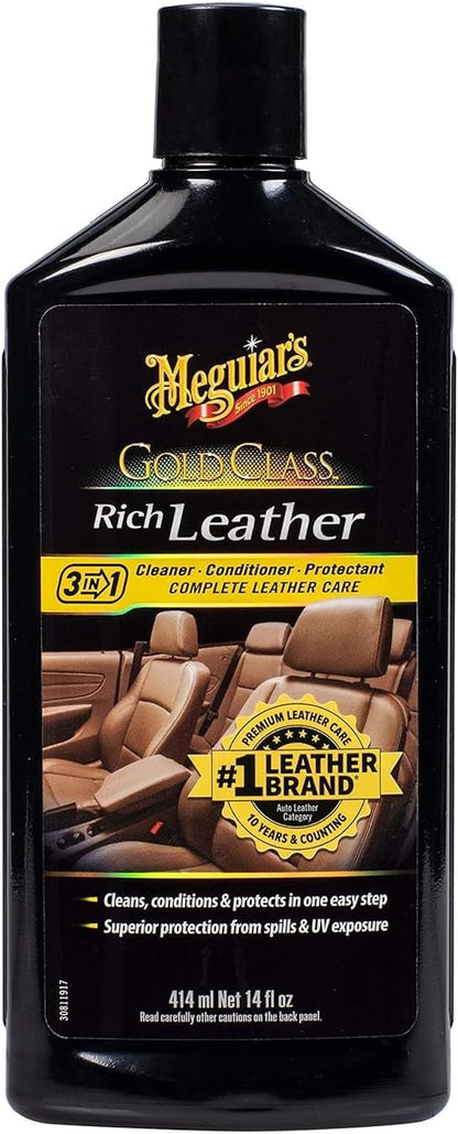 Meguiar's Gold Class Rich Leather Lotion - Maak skoon, kondisioneer & beskerm vir volledige Leerversorging (14 Oz)