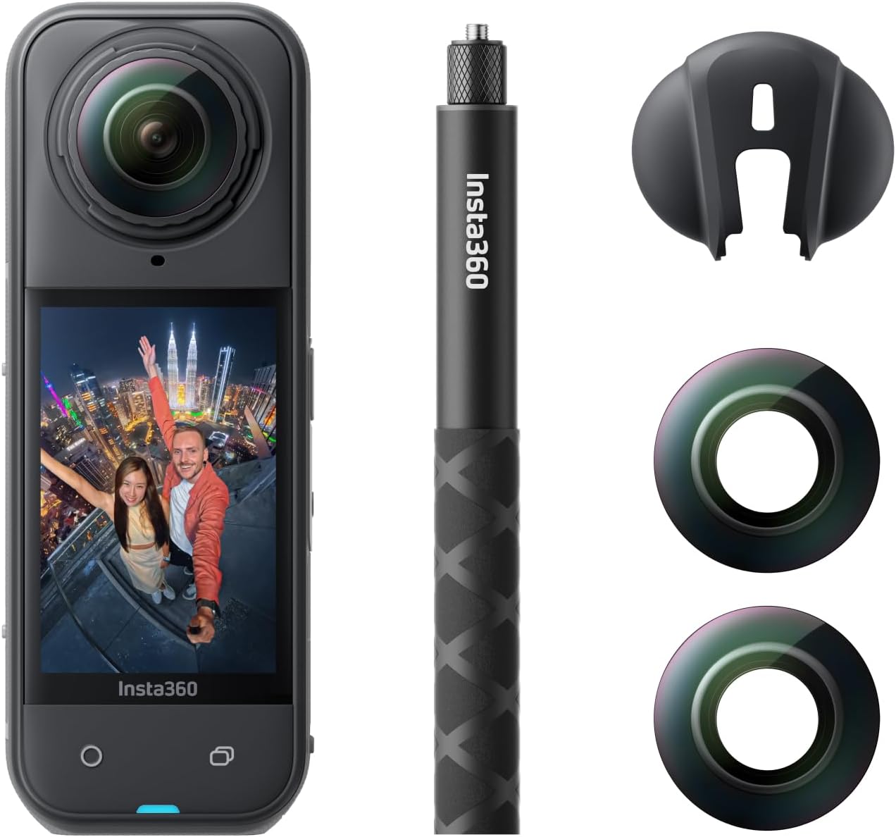 Insta360 X5 Replacement Lens Bundle - Waterproof 8K 360° Action Camera, Leading Low Light, Invisible Selfie Stick Effect, Rugged & Replaceable Lens, 3-Hour Battery, Clear Audio, Stabilization