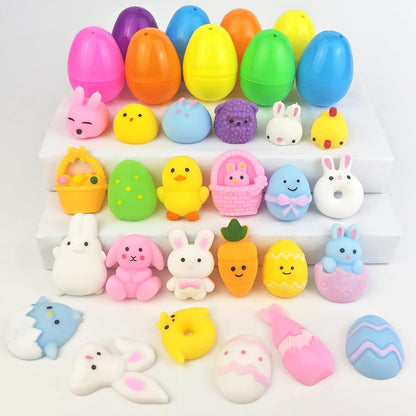 Easter Basket Essentials for Kids, 36 PCS Mochi Squishy W/ 36 Plastic Eggs