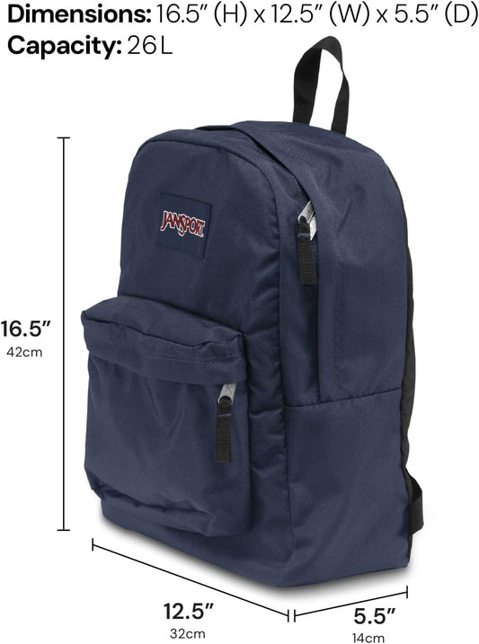 JanSport SuperBreak One Rugsakke - Duursame, Liggewig Boeksak met 1 Hoofkompartement, Voorste Nutssak met Ingeboude Organiseerder - Premium Rugsak, Swart