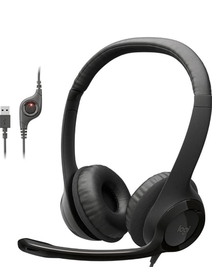 Logitech H390 Bedrade Koptelefoon vir rekenaar/skootrekenaar, Stereo-oorfone met Geraasverminderende Mikrofoon, USB-A, Inlynbeheer, Werk met Chromebook