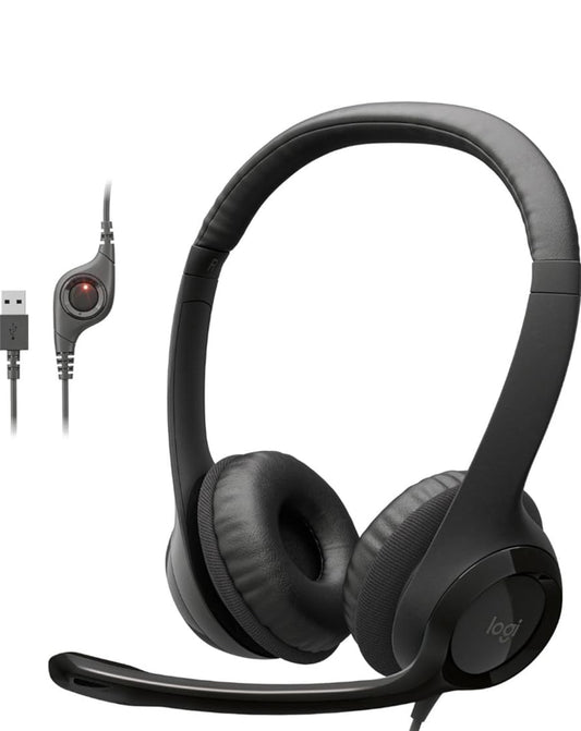Logitech H390 Bedrade Koptelefoon vir rekenaar/skootrekenaar, Stereo-oorfone met Geraasverminderende Mikrofoon, USB-A, Inlynbeheer, Werk met Chromebook