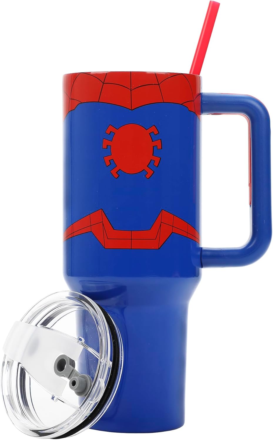 Insulated Stainless Steel Tumbler w/ Reusable Straw & Leak-Proof Lid Easy Carry Handle 40oz (Blue)