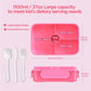 Large Bento-Style Leakproof Boxes 4 Compartments Snack Containers w/ Tableware Reusable On-the-Go Meal - Pink