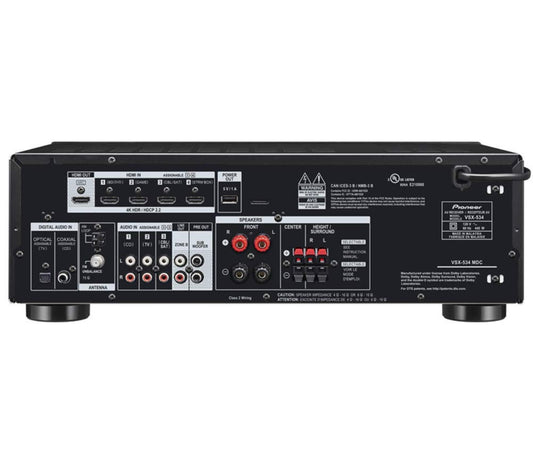 Pioneer VSX-534 Tuis Oudio Slim Oudiovisuele Ontvanger 5.2-Kanaal HDR10, Dolby Vision, Atmos en Virtueel Geaktiveer met 4K en Bluetooth
