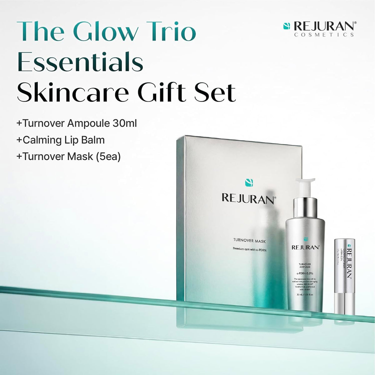 REJURAN Glow Trio Essentials, c-PDRN® Korean Skincare Gift Set, 3 Pieces