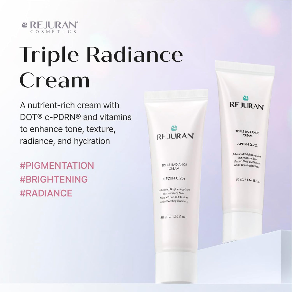 REJURAN Triple Radiance Cream, DOT™ c-PDRN® 0.2% Moisturizer, 1.69 fl oz