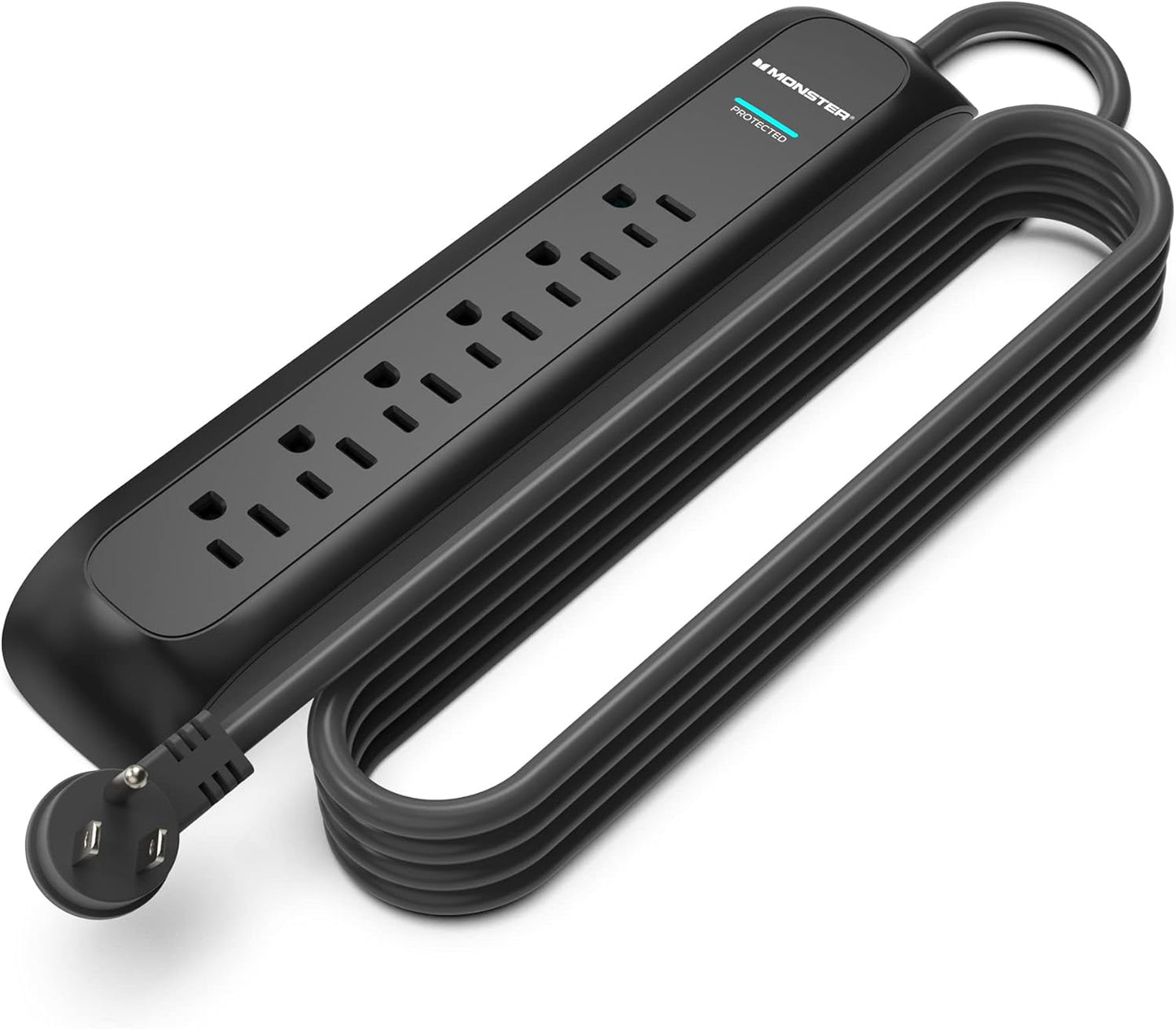 Monster 15ft Black Power Strip and Tower Surge Protector, Heavy Duty Protection, 300 Joule Rating and 6 120V-Outlets - Ideal for Computers, Home Theatre, Home Appliances, and Office Equipment