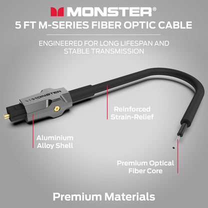 Monster M-reeks 1000 Optiesevesel-oudio-Toslink-kabel, Klankbalk Optiese Oudiokabel met Goue Konneksies, 1,5m