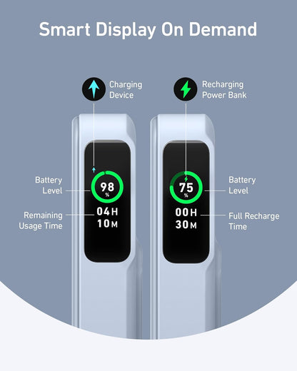 MagGo Power Bank, Qi2 Certified 15W Ultra-Fast MagSafe-Compatible Portable Charger, 10,000mAh Battery Pack with Smart Display and Foldable Stand- Blue