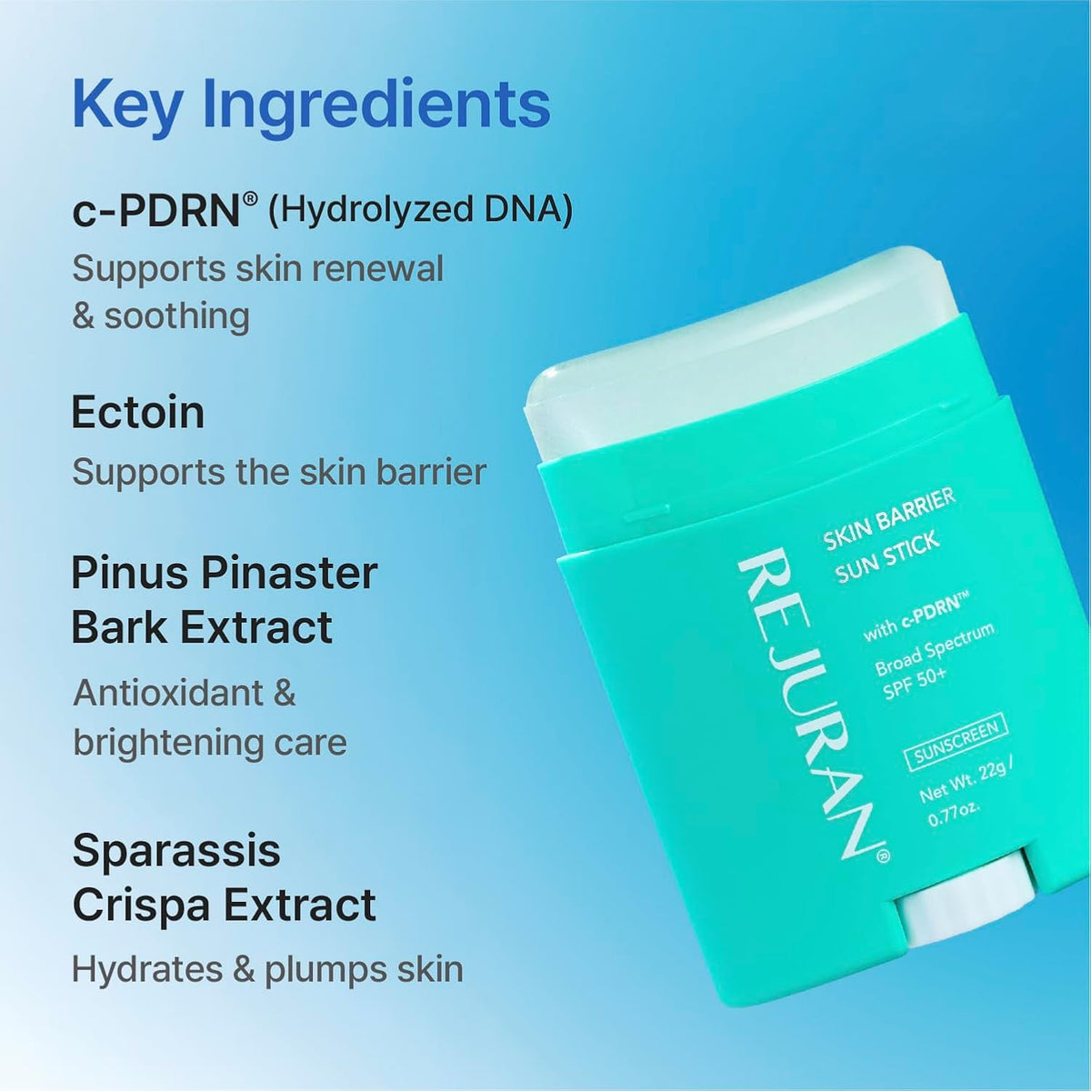 REJURAN Skin Barrier Sun Stick SPF 50+, c-PDRN® Daily Sunscreen, 0.77 oz