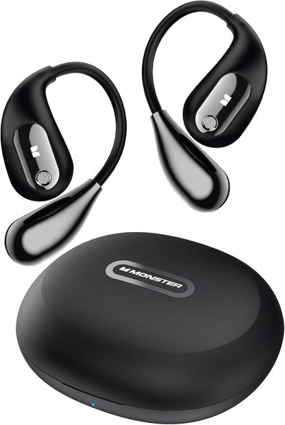 Monster Open Ear Headphones, Bluetooth 5.4 Earphones Wireless - Touch Control, IPX6 Waterproof Open Ear Earbuds (Black)