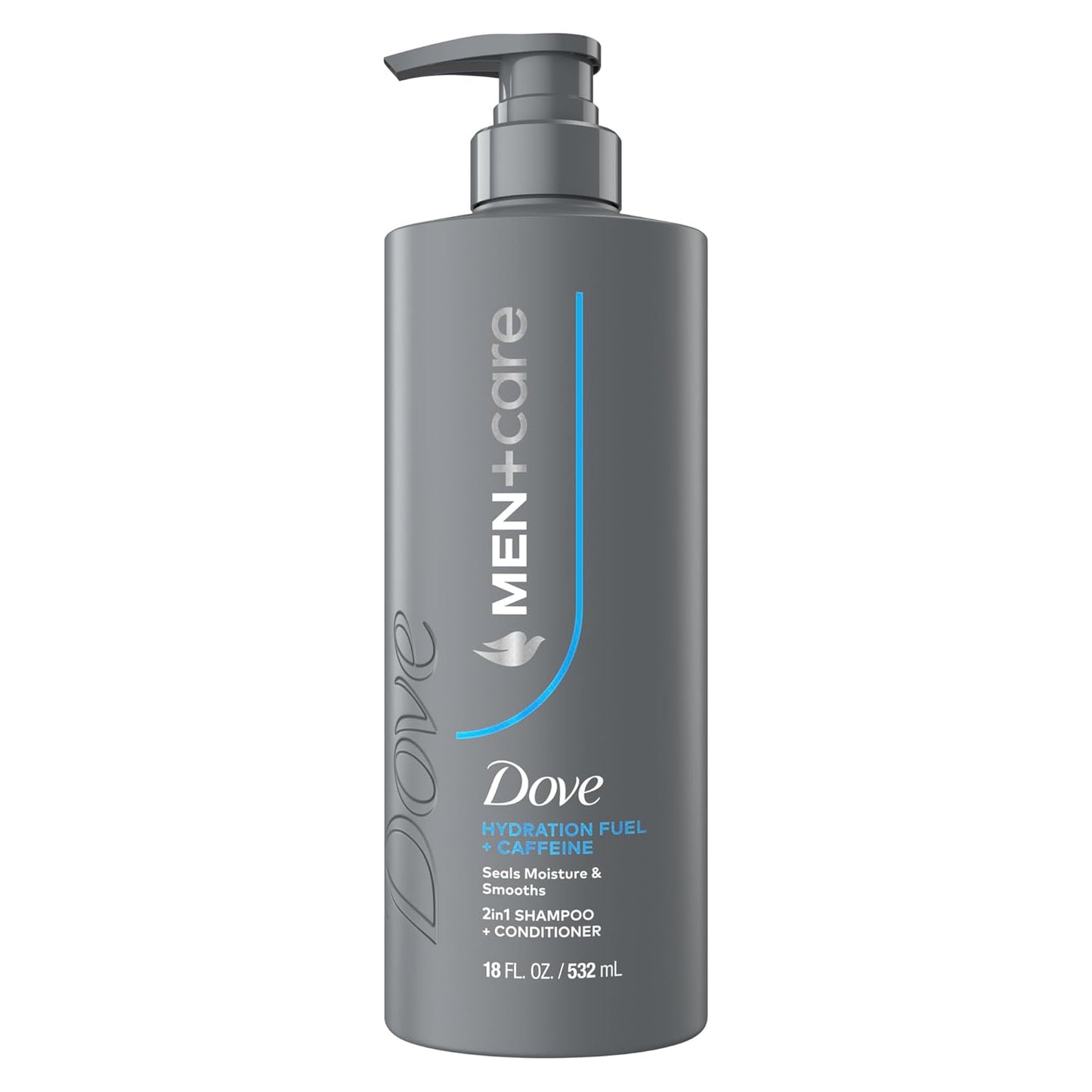Dove Men+Care Shampoo Hydration Fuel to Seal Moisture & Smooth Hair, with Caffeine, 18 FL OZ (2 CT)