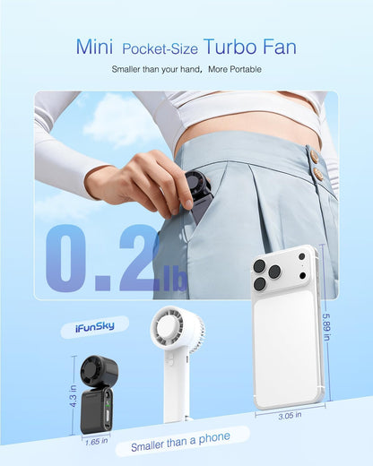 Mini Draagbare Handheld Turbo Fan 5-Spoed Herlaaibaar - Swart