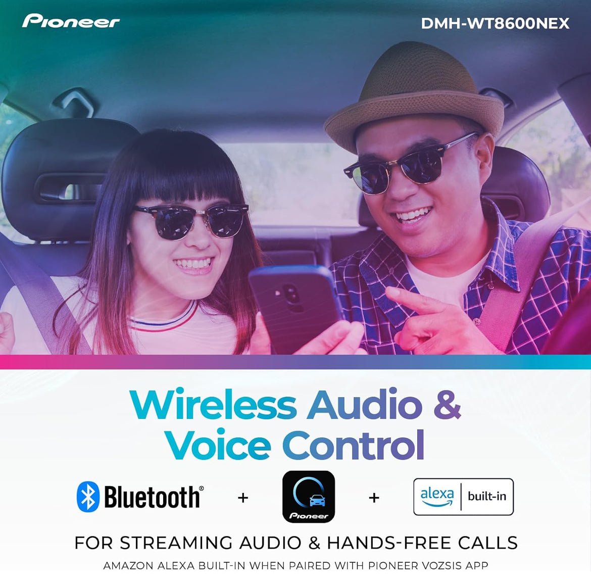Pioneer DMH-WT8600NEX 10.1" HD Touchscreen Floating Display Car Stereo
Digital Multimedia Receiver, Wireless CarPlay & Android Auto, Amazon Alexa Built-In, Bluetooth, FLAC, Backup Cam, HD Radio