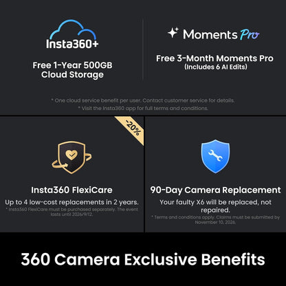 Insta360 X6, 8K 360 Camera with 1/1.1'' Sensors