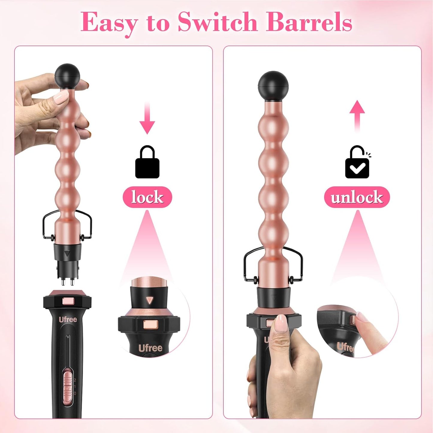 7-in-1 Curling Iron Set with Interchangeable Ceramic Barrels, Curling Wand Set with Thermal Brush, Hair Straightener and Wand Curling Iron, Versatile Styling Hair Curlers Set, Gifts for Women