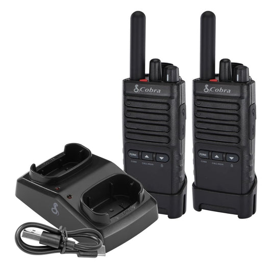 Cobra PX650 – Professionele/Besigheids-portaatradio’s – Herlaaibaar, 27 870 m²/25 Vloere Bereik, Stofbeskerm en Spatbestand (IP54-gradering), Tweerigtingradio-stel (2-pak)