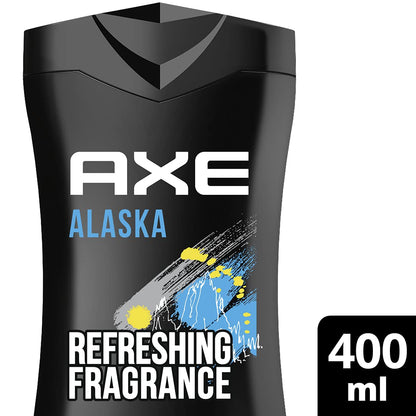 AXE 3 in 1 Shower Gel - 12hr Refreshing Fragrance 400ml - Alaska Ocean Air & Bergamot Scent