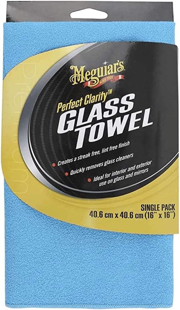 Meguiar's Perfect Clarity Glass Premium Herbruikbare Skoonmaaklappe met 'n Voortreflike Streepvrye en Pluisvrye Afwerking (3 Pak)