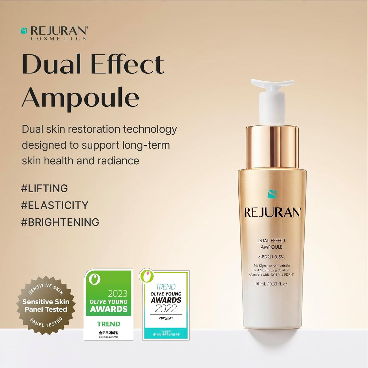 REJURAN Dual Effect Ampoule DOT DUAL cPDRN Face Serum 0.33 floz Travel Size
