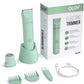 OLOV Electric Body Hair Trimmer - Groin Trimmer for Men - Bikini Trimmer Women - Wet/Dry Shaver Groomer, Replaceable Ceramic Blade Heads, USB Recharge Dock, Waterproof Hygiene Razor, Green