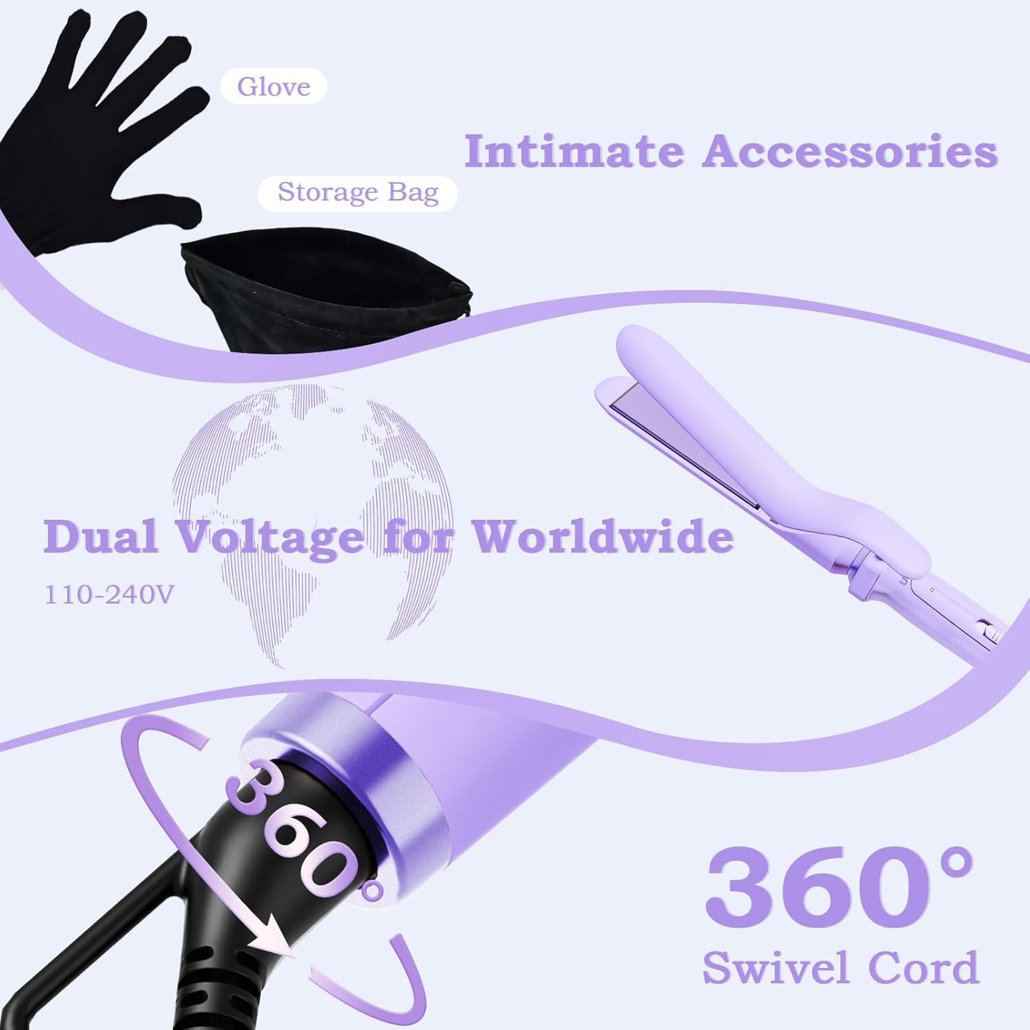 5 in 1 Curling Iron with Interchangeable Ceramic Barrels (0.35"-1.25"), Curling Wand Set with Flat Iron Hair Straightener, Instant Heat Up, Dual Voltage Hair Curler