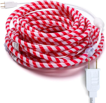 40FT LED-Kersstokkie Touligte, Waterdigte 360 LED Kersversiering Liggies (Rooi & Warmwit)