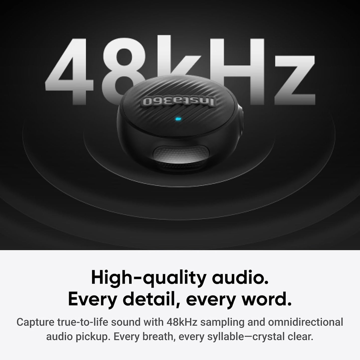 Insta360 Mic Air Transmitter, 7.9g Ultralight, Wireless Microphone, Noise Cancelling, Vlog, Streaming, Compatible X6/X5/X4/X4 Air/Ace Pro 2/GO Ultra