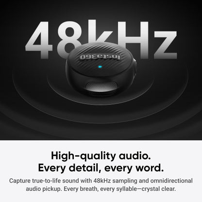 Insta360 Mic Air (1 TX + 1 RX), Noise Cancelling, 300m Range, Wireless Microphone for USB-C iPhone/Android/PC/Mac, Vlog, Streaming