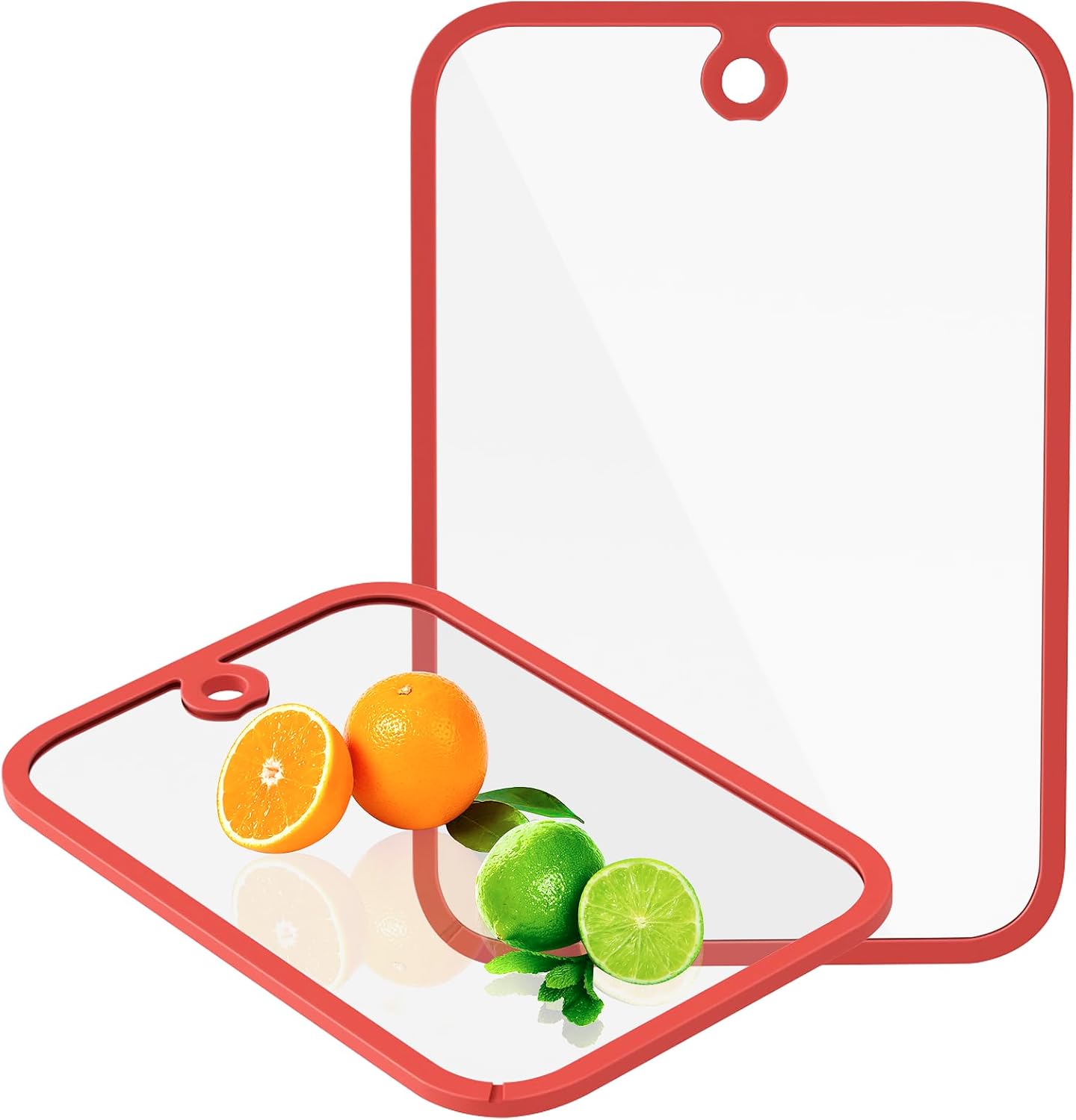 Cutting Board, Freshmage Glass Cutting Boards for Kitchen, 2Pcs Chopping Board Set with Non-Slip Edges & Hanging Hole, Dishwasher- Safe Clear Cutting Board for Countertop, Meal Prep & Serving