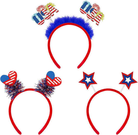 Patriotic Hats Hair Accessories - Fourth of July Party Favors for Outfit,Red White Blue Decorations Photo Props for Memorial / Independence Day - (3PCS)