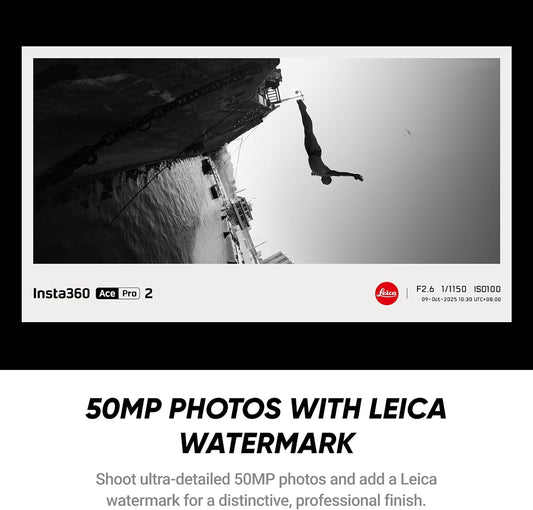Insta360 Ace Pro 2 Flash Print Bundle - 8K Waterproof Action Camera Co-Engineered with Leica, 1/1.3" Sensor, Dual AI Chip, Leading Low Light, Xplorer Grip Pro Kit for Street Photography
