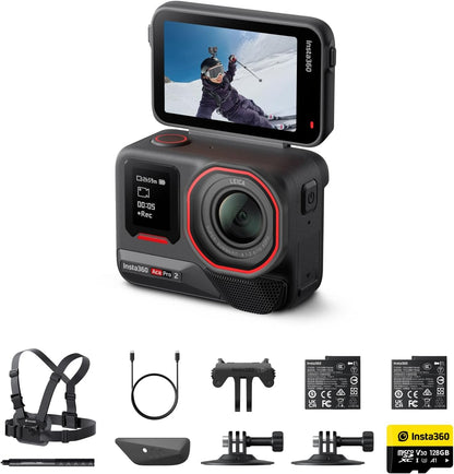 Insta360 Ace Pro 2 Winter Bundle Dual Battery - 8K Waterproof Action Camera Co-Engineered with Leica, 1/1.3" Sensor, Dual AI Chip, Leading Low Light, Superior Audio, Flip Screen & AI Editing for Vlogs