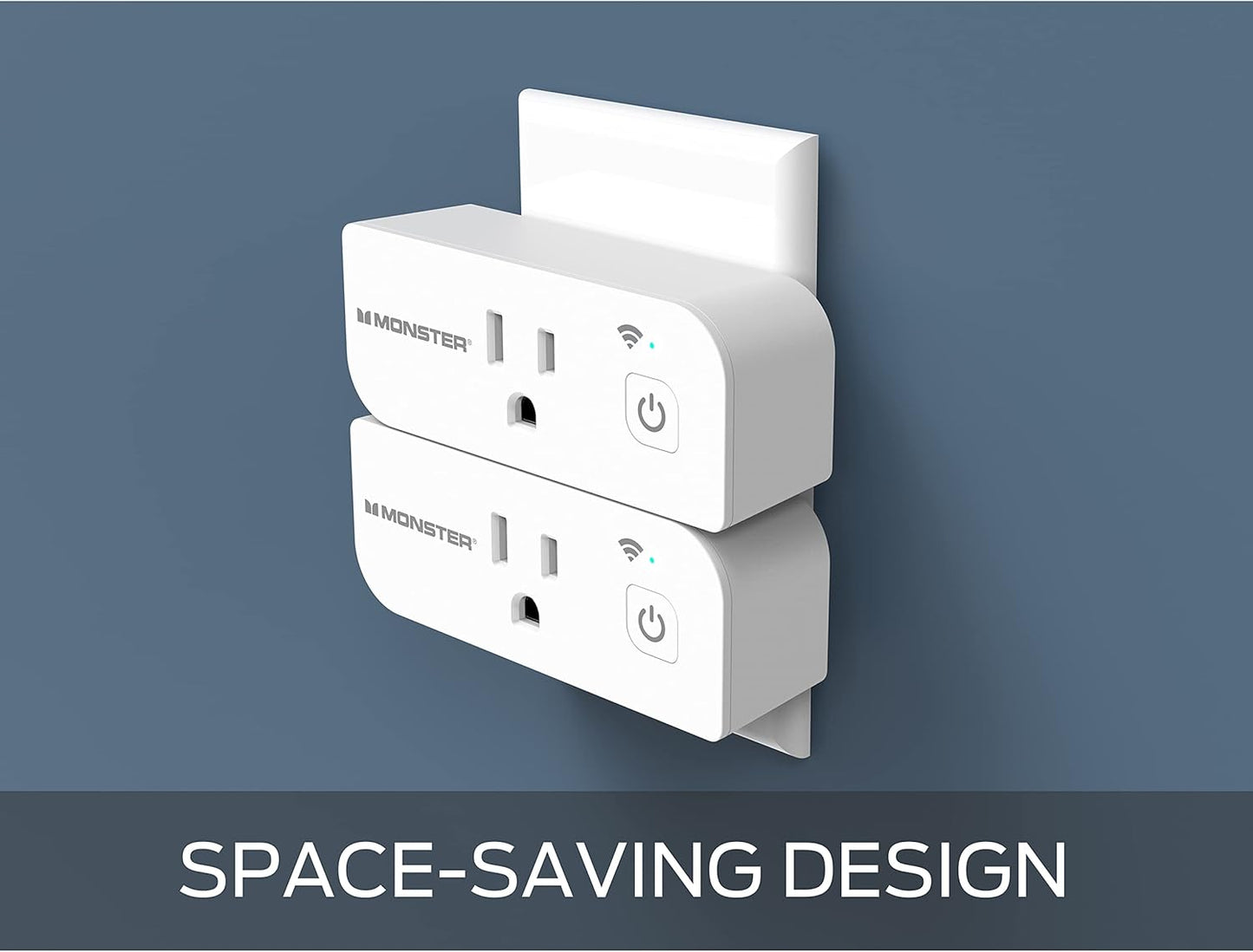 Monster Smart Power Outlet WiFi Control for Indoor Use with Monster App - Voice Control with Amazon Alexa and Google Assistant - 1 Outlet White