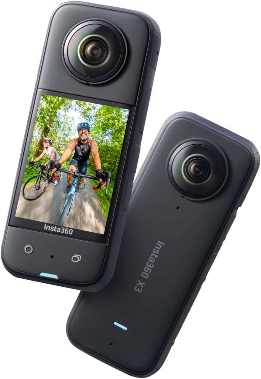 Insta360 X3-360 Action Camera with 5.7K 360 Active HDR Video, 4K Single-Lens Camera, Waterproof, FlowState Stabilization, 2.29" Touchscreen, AI Editing, for Motorcycle, Wintersports and Vlogging