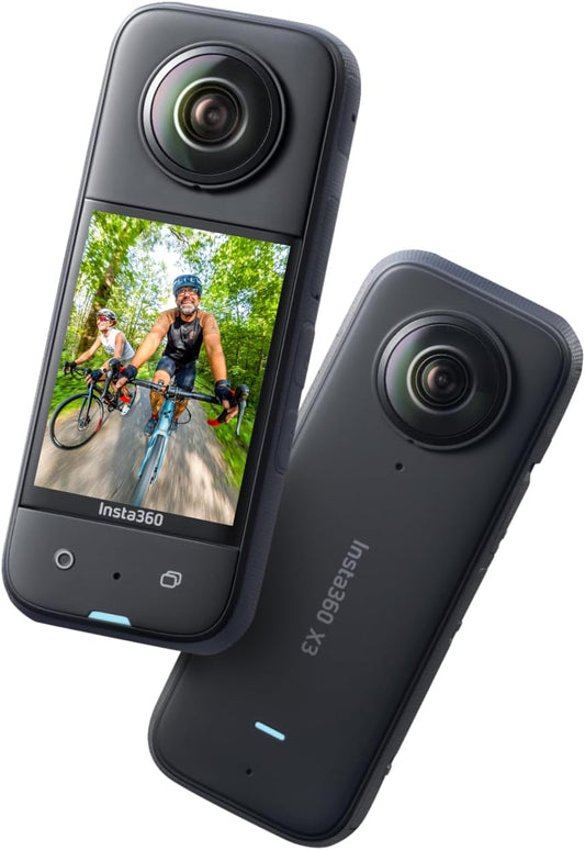 Insta360 X3 - Waterproof 360 Action Camera with 1/2" 48MP Sensors, 5.7K 360 Active HDR Video, 72MP 360 Photo, 4K Single-Lens, 60fps Me Mode, Stabilization, 2.29" Touchscreen, AI Editing, Live Stream