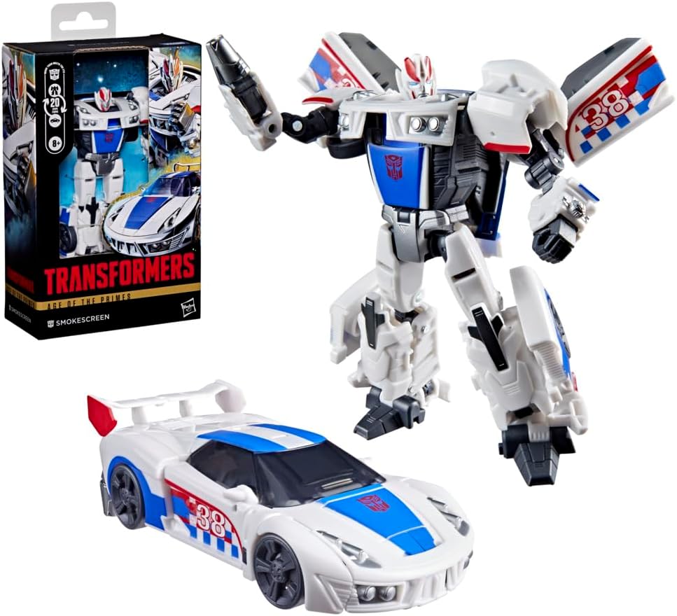 Transformers Age of the Primes Smokescreen, Deluxe Class 5.25-inch Converting Action Figure, Robot Toys for Ages 8+