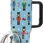 Insulated Stainless Steel Tumbler w/ Reusable Straw & Leak-Proof Lid Easy Carry Handle 40oz (Nutcrackers)