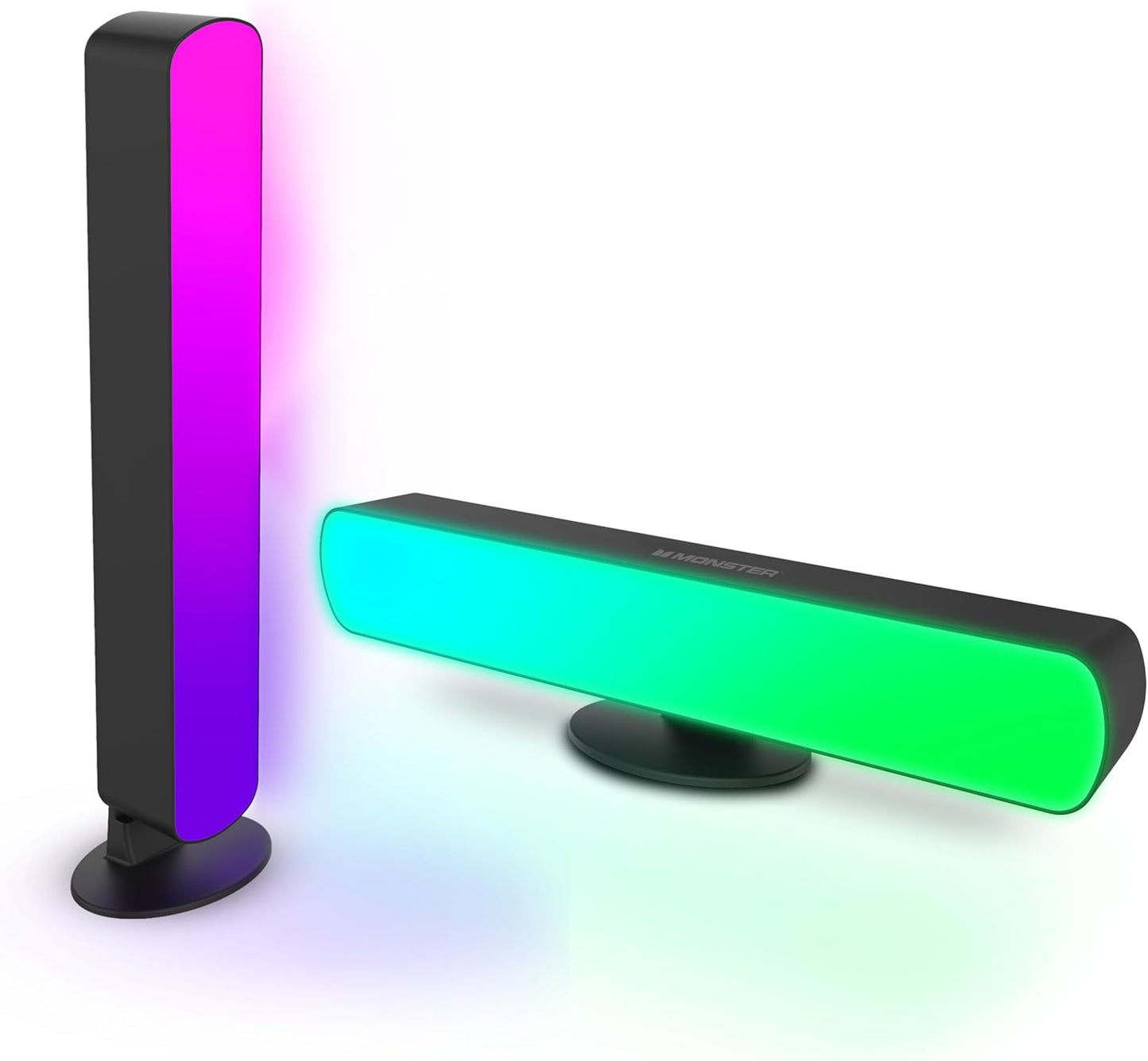 Monster Smart LED Light Bars 2 Pack, RGB+IC Multi-Color Razor Chroma TV & Gaming Wi-Fi Light Bars, Dimmable, Sound Reactive, Multi Position, App & Voice Control, Works with Alexa, Google Home, Siri