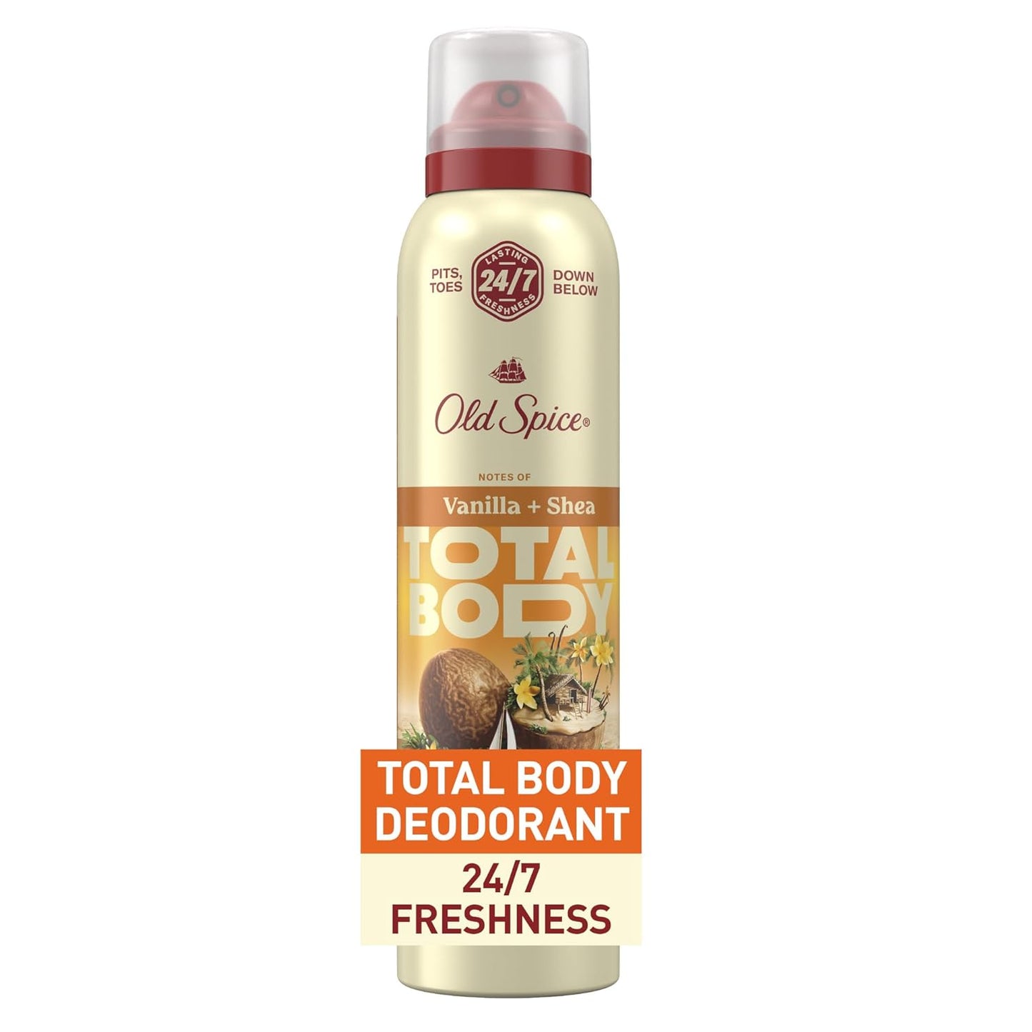 Old Spice Whole Body Deodorant Spray for Men, Aluminum Free - Vanilla + Shea Scent Dermatologist Tested 3.5 oz (2PK)