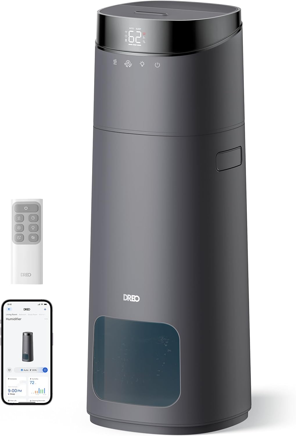 16L Slim Bevochtiger Groot Kamer 1000 vt², 130H Koelmis Lugbevochtigers Bo Vul, Afstand-/Raak-/Stem- en APP-beheer, Selfreinigende Tenk, 30dB, RGB-lig - Grys