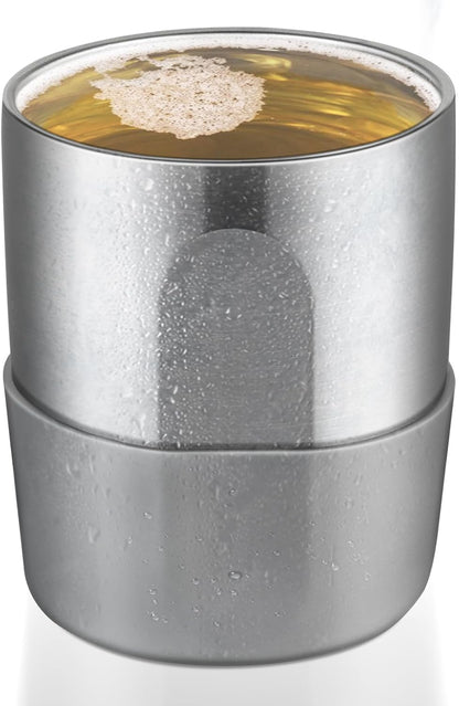 12 OZ Vriest-Bierglase, Koffiebeker met Kondensaat om Bier Langer Koud te Hou, 304 Vlekvrye Staal Pintbeker vir Vriezer, Vadersdaggeskenke, Verjaarsdaggeskenke vir Mans, Pa, Kêrel, Man en Broer